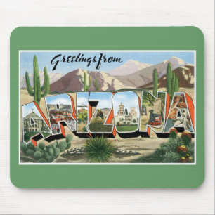 Grüße aus Arizona! Retro-Kaktus-Wüste Mousepad