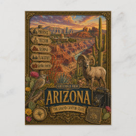 Grüße aus Arizona | Vintage Retro Kunst Postkarte