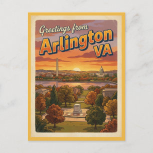 Grüße aus Arlington VA Postkarte, 1960er Retro  Postkarte
