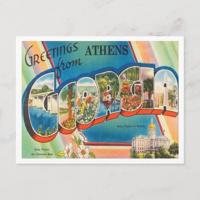 Grüße aus Athen, Georgia Vintage Travel Postkarte (Vorderseite)