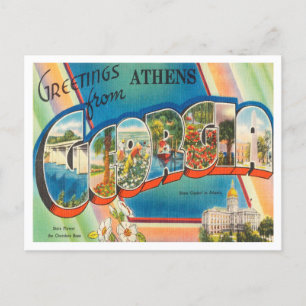 Grüße aus Athens, Georgia Vintage Reise Postkarte