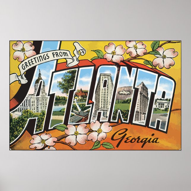 Grüße aus Atlanta Georgia, Vintag Poster (Vorne)