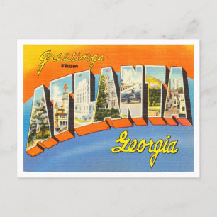 Grüße aus Atlanta, Georgia Vintage Reise Postkarte