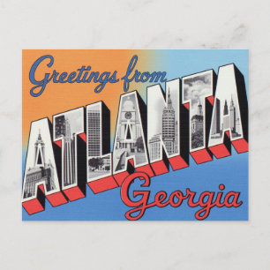 Grüße aus Atlanta Georgia Vintage-Skyline Postkarte