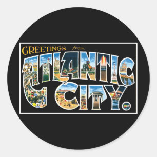 Grüße aus Atlantic City! Runder Aufkleber
