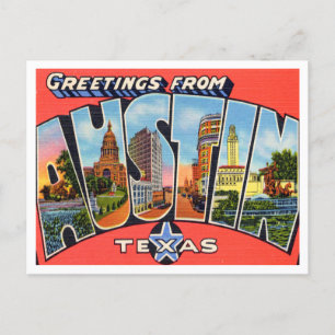 Grüße aus Austin, Texas Vintage Travel Postkarte