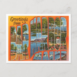 Grüße aus Bar Harbour, Maine Vintage Travel Postkarte