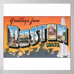 Grüße aus Boston Mass, Vintag Poster