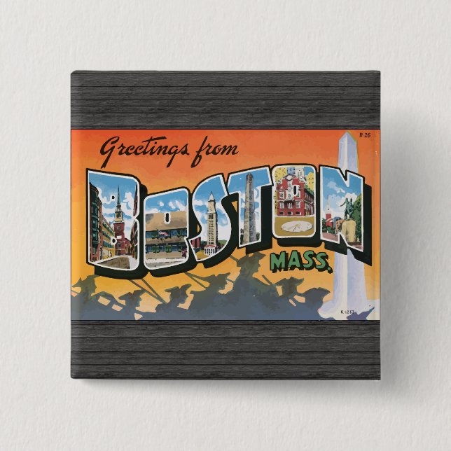 Grüße aus Boston Mass., Vintage Button (Vorderseite)