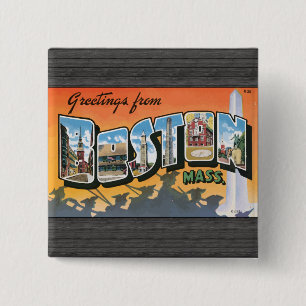 Grüße aus Boston Mass., Vintage Button