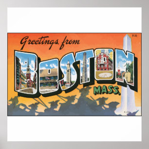 Grüße aus Boston Mass., Vintage Poster