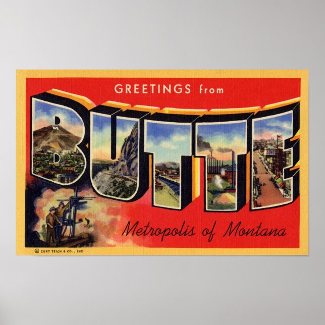 Grüße aus Butte Metropolis von Montana Poster (Vorne)