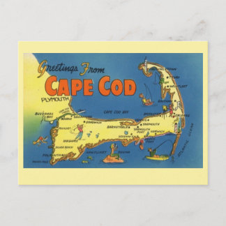 Grüße aus Cape Cod Map Postkarte