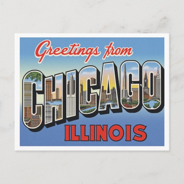 Grüße aus Chicago IL Postkarte (Vorderseite)