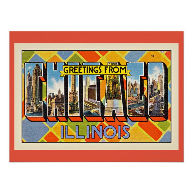 Grüße aus Chicago, Illinois Poster (Vorderseite)