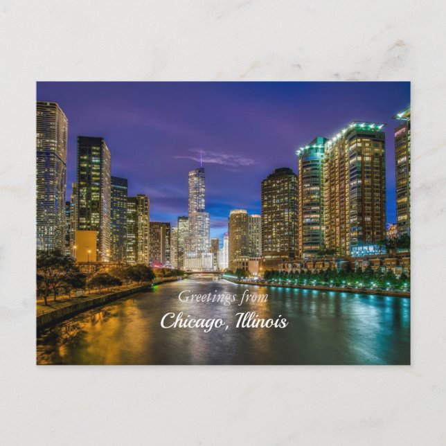 Grüße aus Chicago, Illinois Postkarte (Vorderseite)
