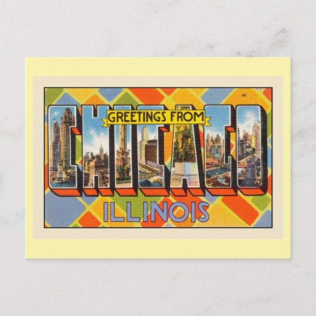 Grüße aus Chicago, Illinois Postkarte (Vorderseite)