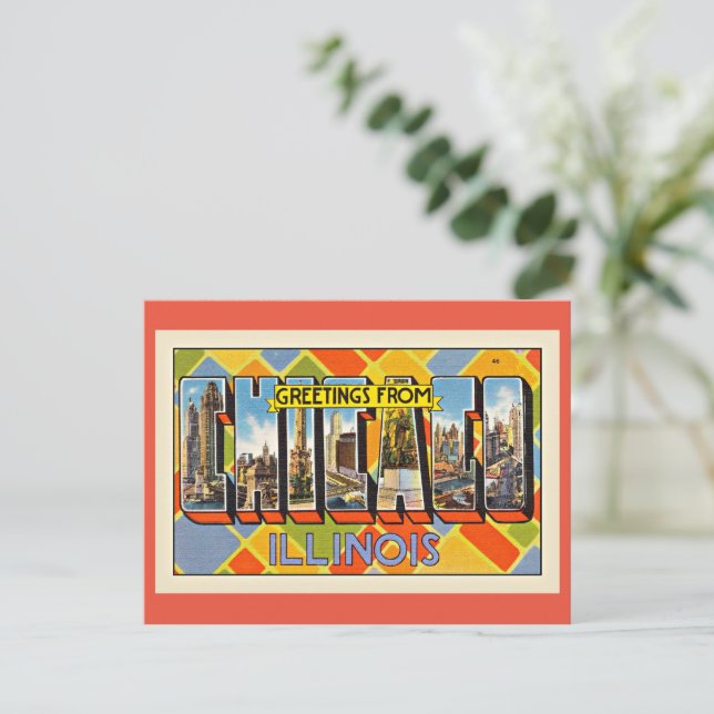 Grüße aus Chicago, Illinois Postkarte (Stehend Vorderseite)