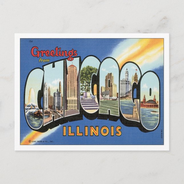 Grüße aus Chicago Illinois Postkarte (Vorderseite)
