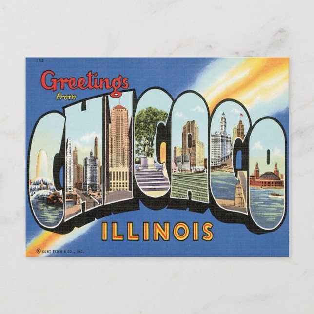 Grüße aus Chicago Illinois Postkarte (Vorderseite)