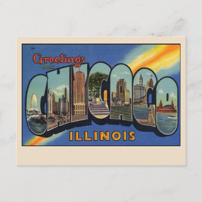Grüße aus Chicago, Illinois Sehenswürdigkeiten Vin Postkarte (Vorderseite)