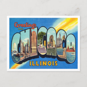 Grüße aus Chicago, Illinois Vintage Travel Postkarte