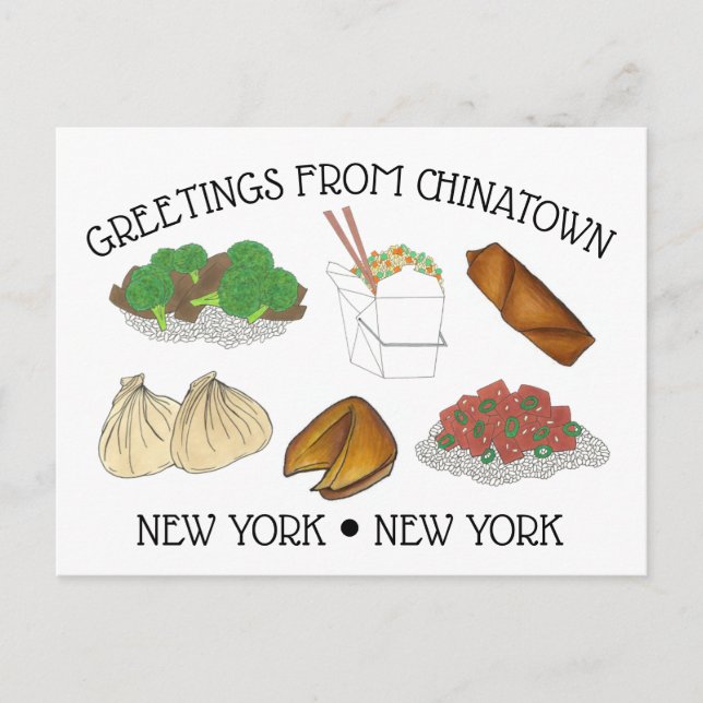 Grüße aus Chinatown New York City NYC Foods Postkarte (Vorderseite)
