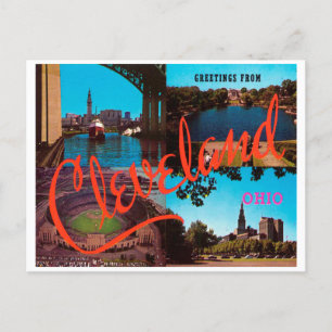 Grüße aus Cleveland, Ohio Vintage Reiseplakat Postkarte