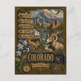Grüße aus Colorado | Vintage Retro Kunst Postkarte
