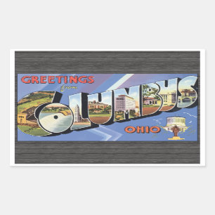 Grüße aus Columbus Ohio, Vintage Rechteckiger Aufkleber