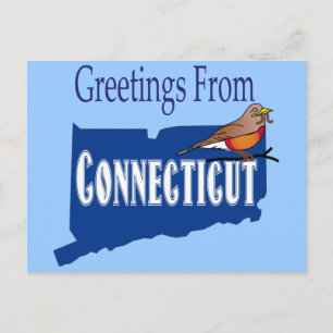 Grüße aus Connecticut American Robin Staat Einladungspostkarte