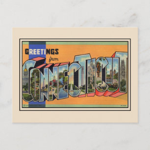 Grüße aus Connecticut Vintage Postkarte