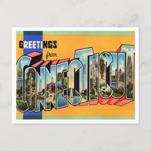 Grüße aus Connecticut Vintage Reise Postkarte