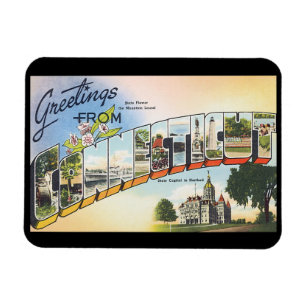 Grüße aus Connecticut_Vintage Reiseplakat Magnet