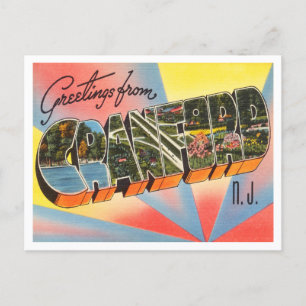 Grüße aus Cranford, New Jersey Vintage Reise Postkarte