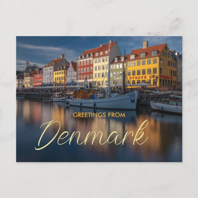 Grüße aus Dänemark Landschaftlich Postcard Nyhavn Postkarte (Vorderseite)