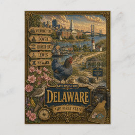 Grüße aus Delaware | Vintage Retro Kunst Postkarte