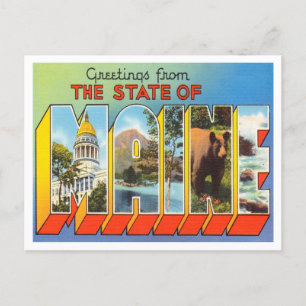 Grüße aus dem Bundesstaat Maine Vintage Reise Postkarte