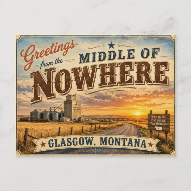 Grüße aus dem Nirgendwo Glasgow Mt. Postkarte (Vorderseite)