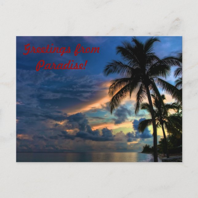 Grüße aus dem Paradies Postkarte (Vorderseite)