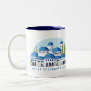 Grüße aus dem Retro-Griechenland Zweifarbige Tasse