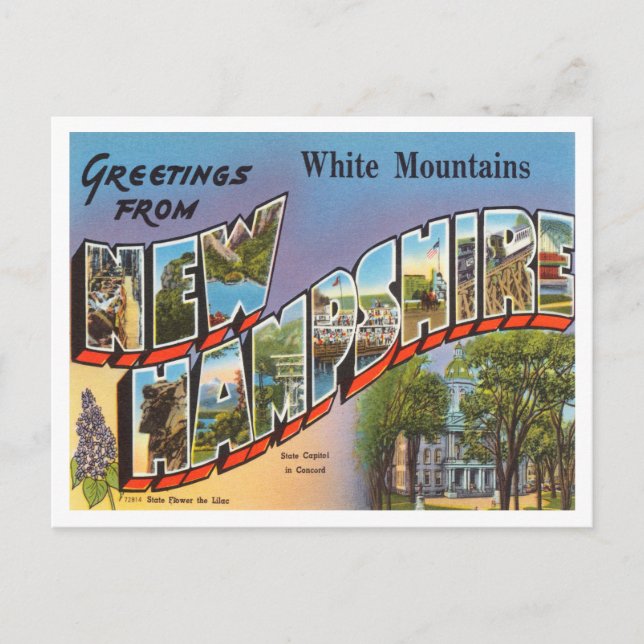 Grüße aus dem Weißen Gebirge, New Hampshire Postkarte (Vorderseite)