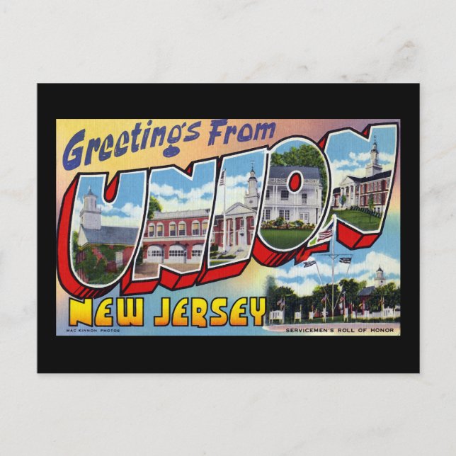 Grüße aus der Gewerkschaft New Jersey Postkarte (Vorderseite)