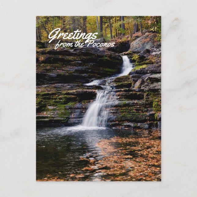 Grüße aus der Poconos Herbstwasserfallszene Postkarte (Vorderseite)