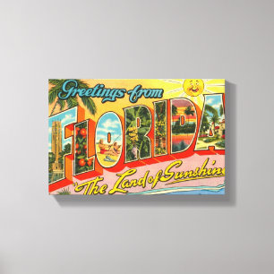 Grüße aus der Vintagen Postkarte von Florida Leinwanddruck