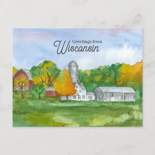 Grüße aus der Wisconsin-Farm Mittelwestlandschaft Postkarte