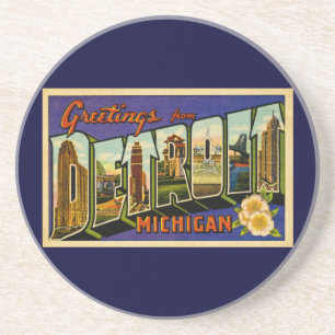 Grüße aus Detroit Michigan Classic! Sandstein Untersetzer