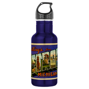 Grüße aus Detroit Michigan Vintage-Postkarte Trinkflasche