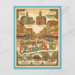 Grüße aus Elizabeth New Jersey im Vintage-Stil  Postkarte