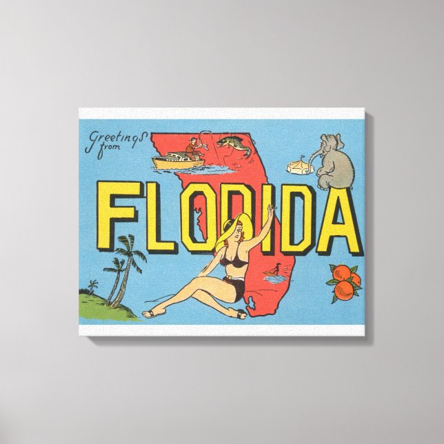 Grüße aus Florida (Blau) Leinwanddruck (Vorderseite)